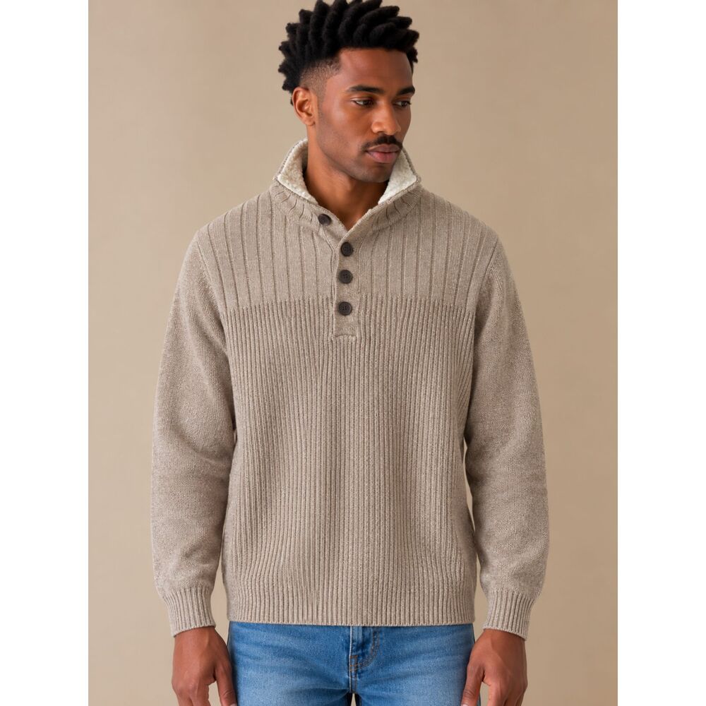 Oscar de la Renta Tan Cotton Fisherman Sweater Grandpacore Dark Academia Small